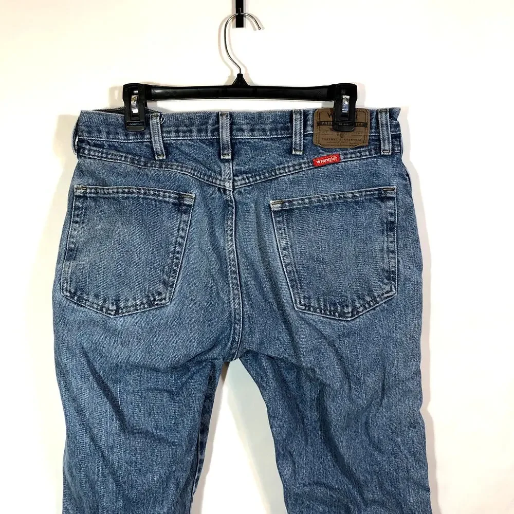 Wrangler Blue Jeans Regular Fit 35 x28 Straight Leg Vintage Western Cowboy